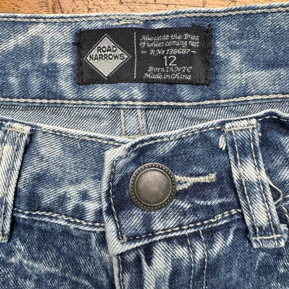 Road Narrows army patches distressed jeans youth size 12 - Picture 6 of 9